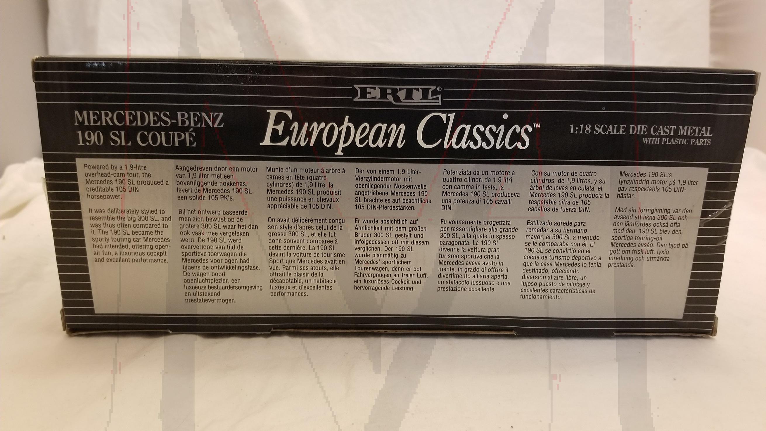 ERTL ERUOPEAN CLASSIC 1/18 190SL IN RED